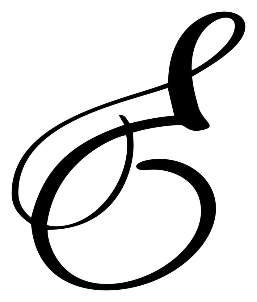 Hand drawn calligraphy letter E. Script font logo. Handwritten brush style flourish vector