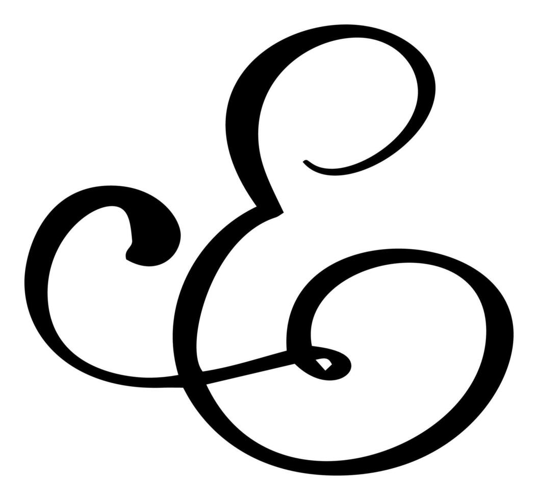 Hand drawn calligraphy letter E. Script font logo. Handwritten brush style flourish vector