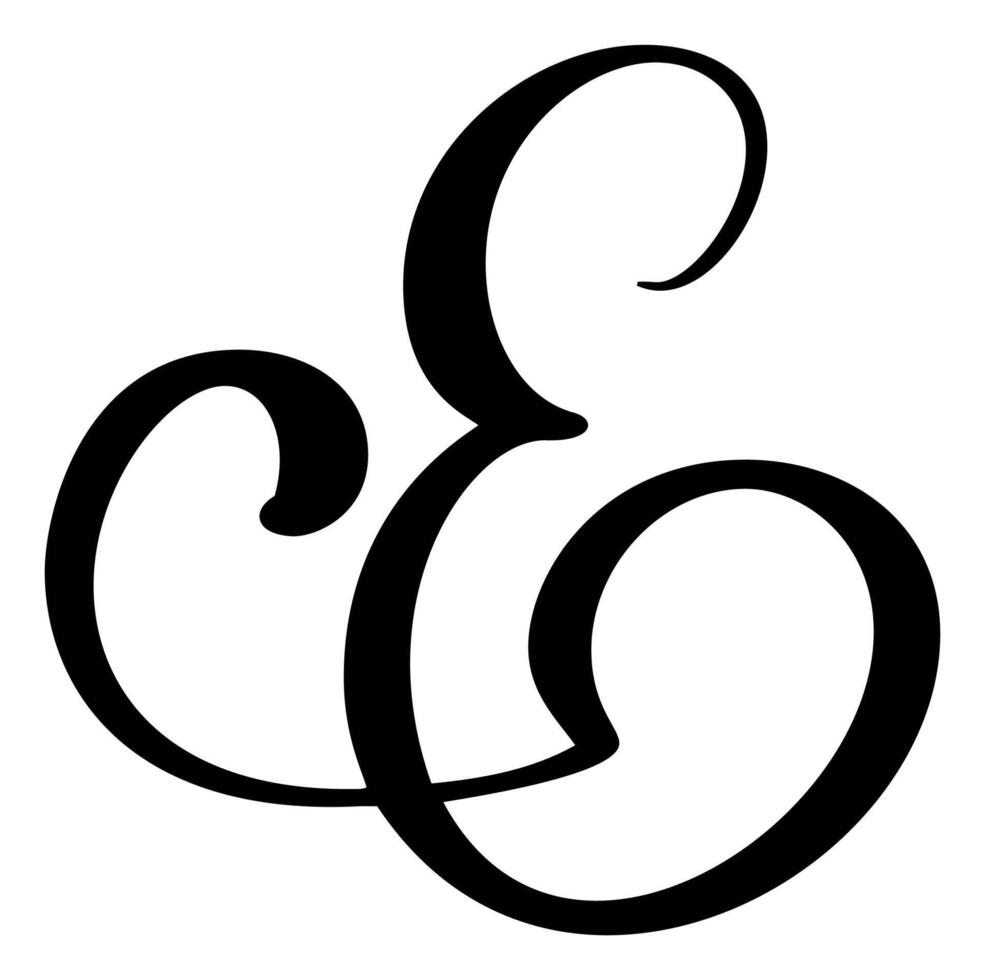 calligraphy hand drawn letter E. Script font logo icon. Handwritten brush style vector