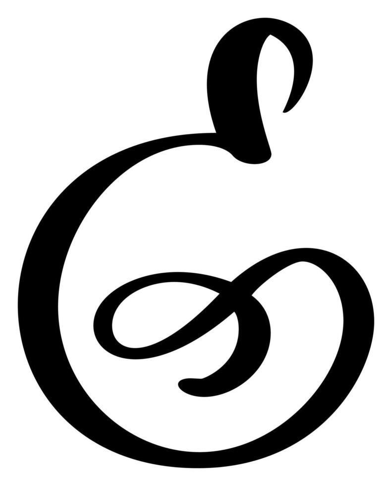 calligraphy hand drawn letter E logo. Script font. Handwritten brush style vector