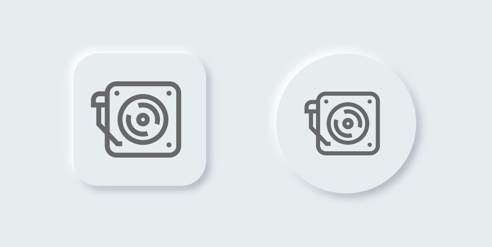 Turntable line icon in neomorphic design style. Dj signs illustration. vector