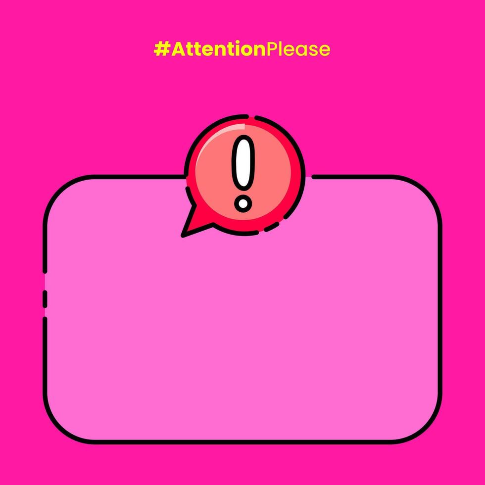 Exclamation square background with copy space. Attention banner illustration vector