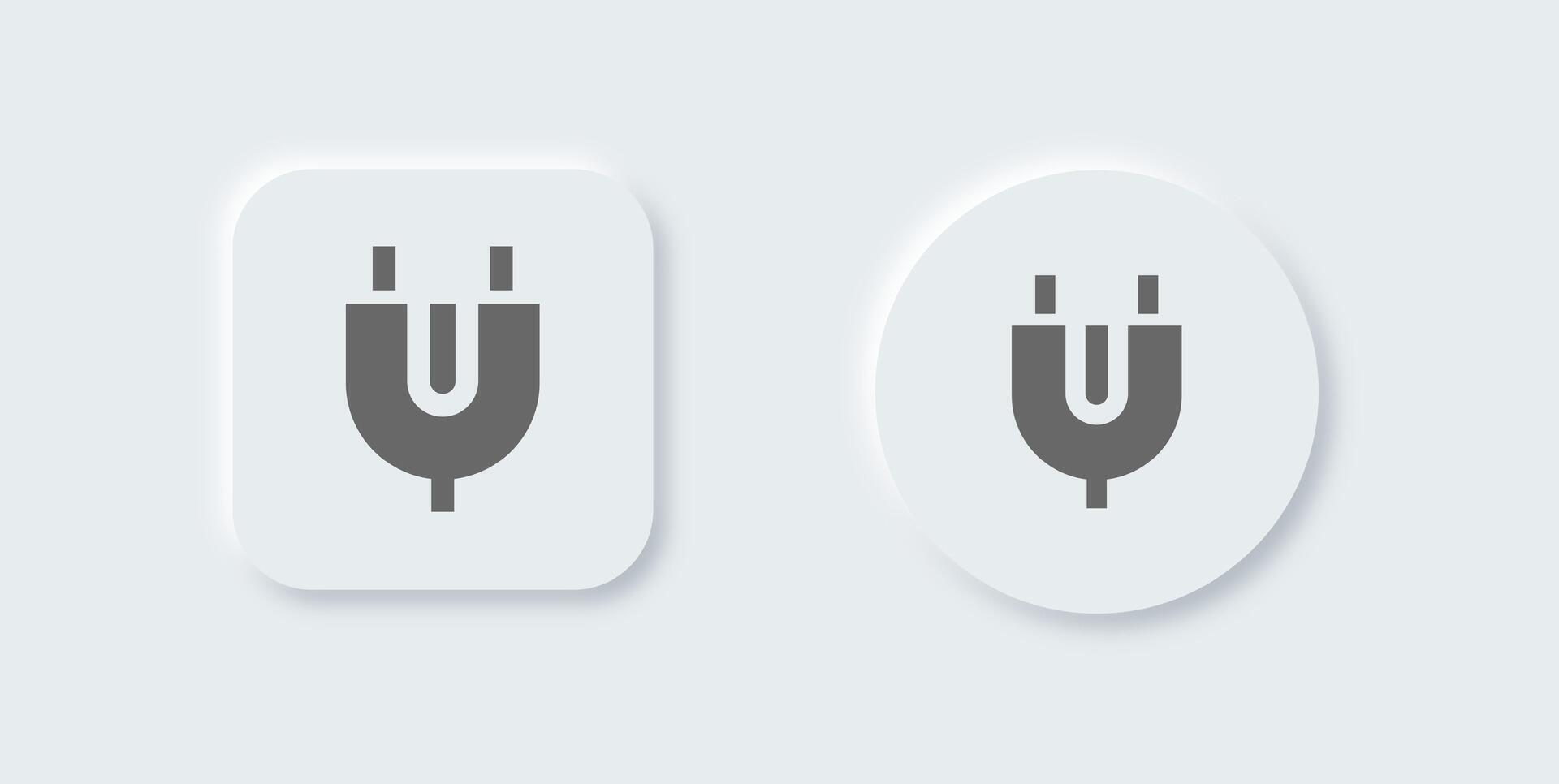 Socket solid icon in neomorphic design style. Power plug signs illustration. vector
