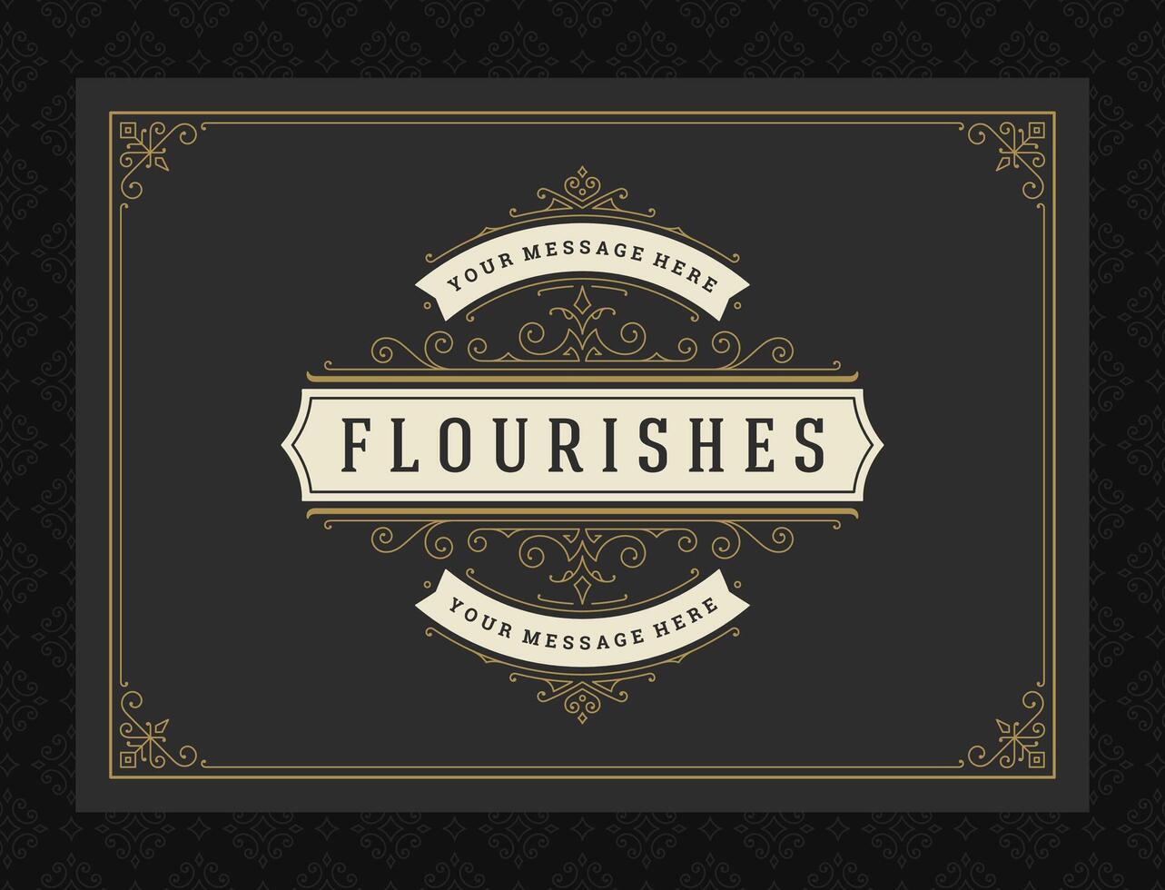 Vintage ornament greeting card calligraphic ornate swirls and vignettes frame design template vector