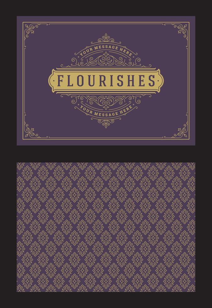 Vintage ornament greeting card calligraphic ornate swirls and vignettes frame design template vector
