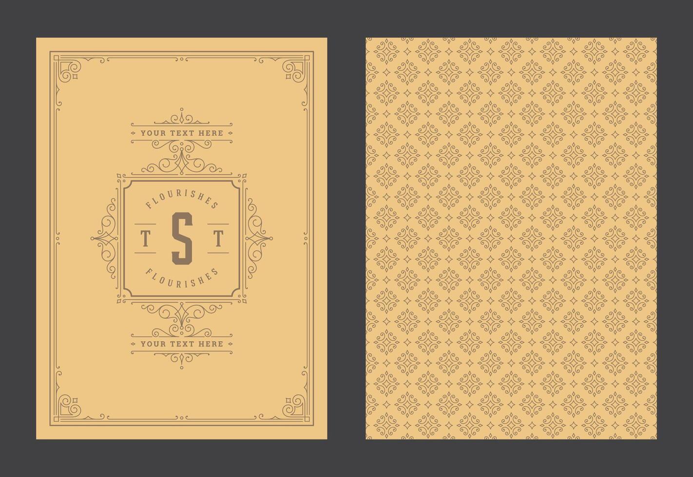 Vintage ornament greeting card calligraphic ornate swirls and vignettes frame design template vector
