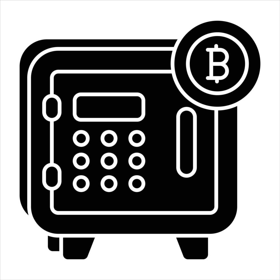 Bitcoin Locker Glyph Icon vector