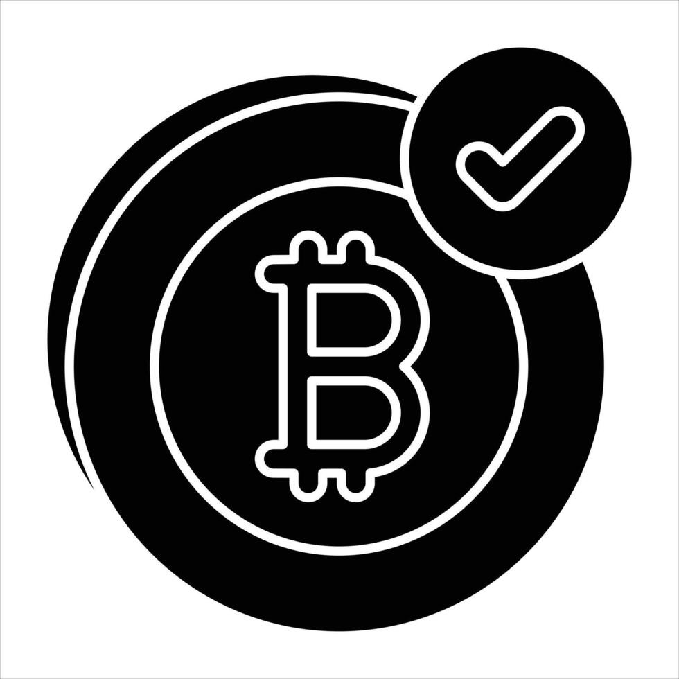 Bitcoin Accepted Here Glyph Icon vector