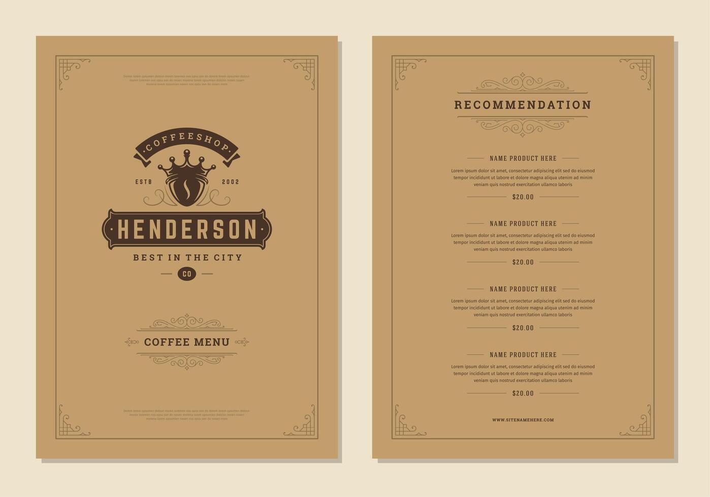 Coffee menu design brochure template Illustration vector