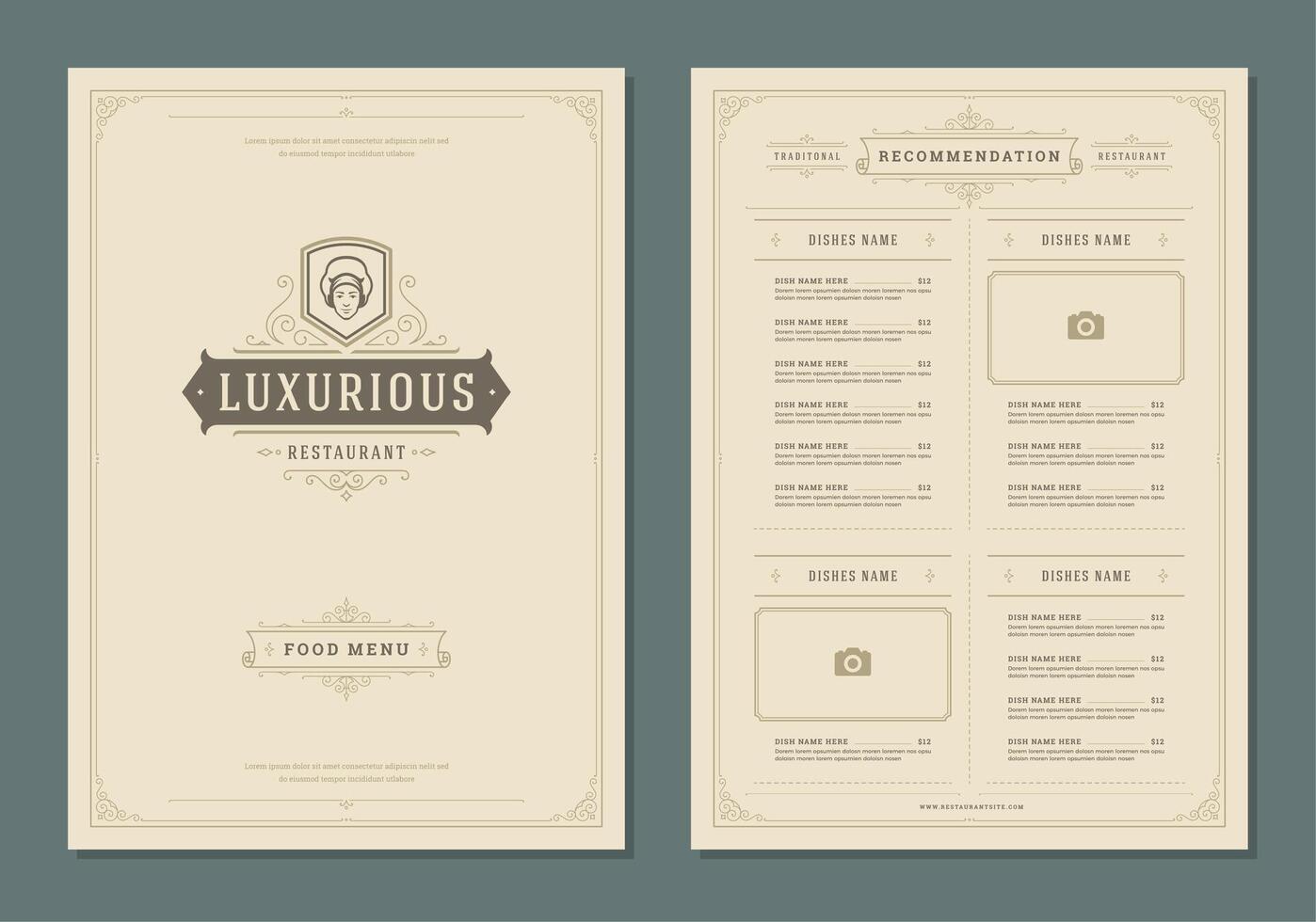 Restaurant menu design and label brochure template. vector