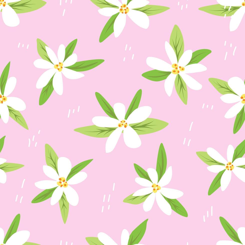 lily flowers pattern, white flowers on orange, tropical flowers. Illustration for background, cover and packaging. Image can be used for card, poster and textile. Isolated on white background. vector