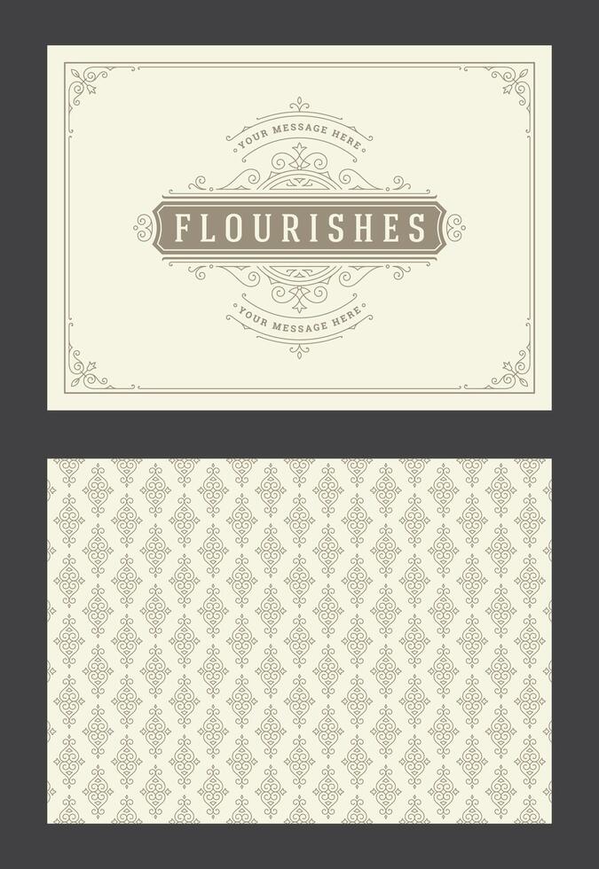 Vintage ornament greeting card calligraphic ornate swirls and vignettes frame design template vector