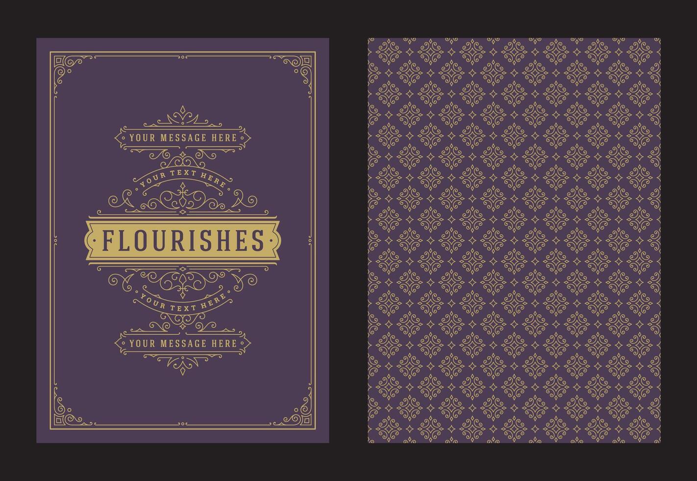 Vintage ornament greeting card calligraphic ornate swirls and vignettes frame design template vector
