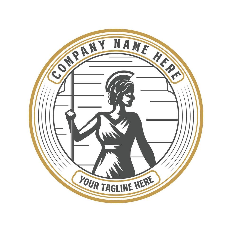 Beauty Greek Roman Myth Woman God Goddess Badge Emblem Label Design vector
