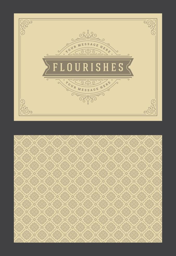 Vintage ornament greeting card calligraphic ornate swirls and vignettes frame design template vector