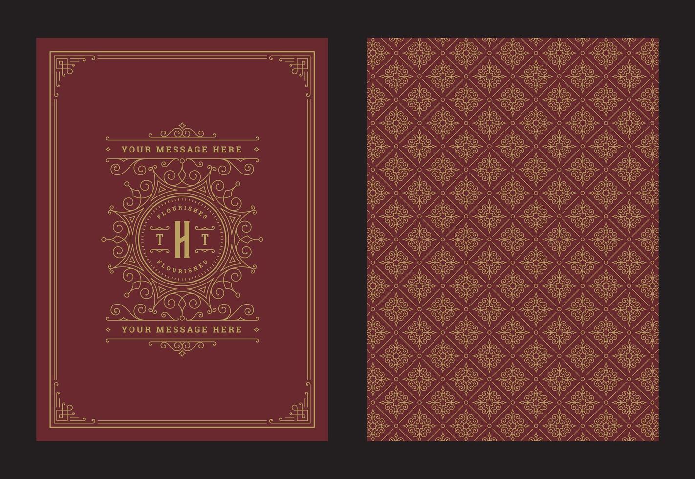 Vintage ornament greeting card calligraphic ornate swirls and vignettes frame design template vector