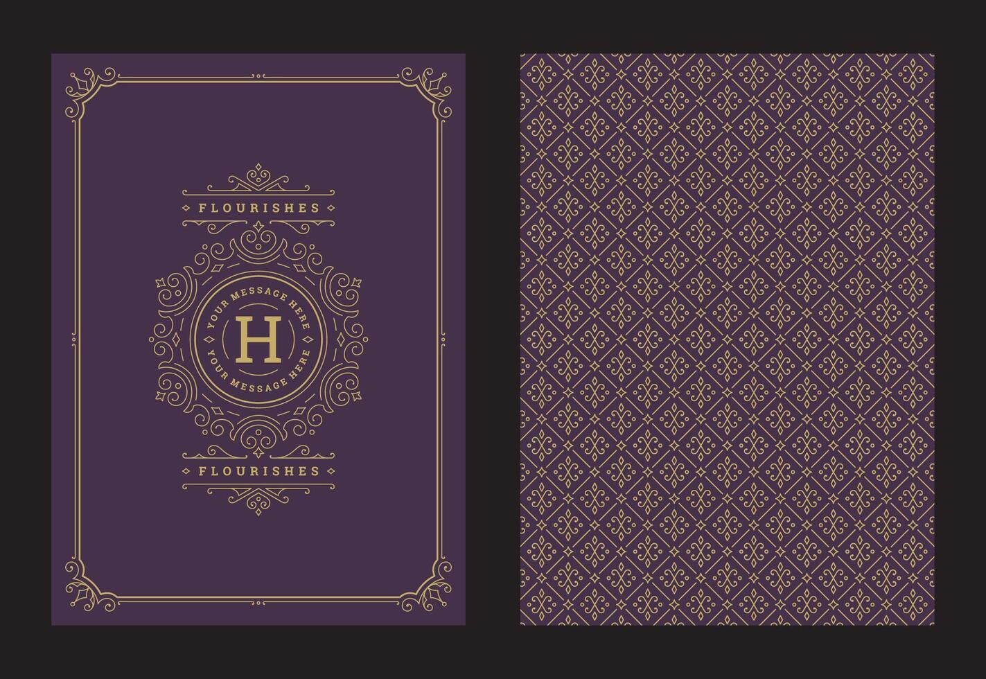 Vintage ornament greeting card calligraphic ornate swirls and vignettes frame design template vector