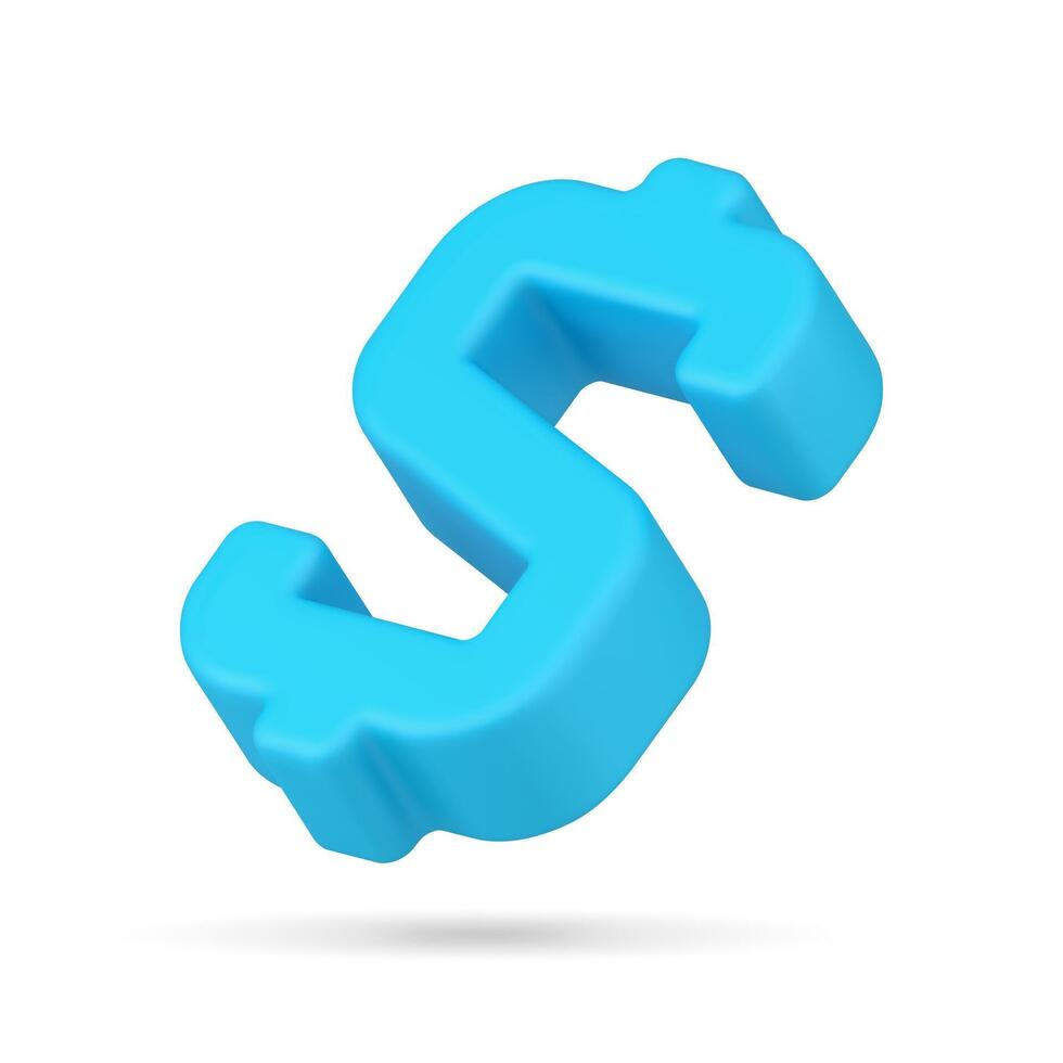 Blue simple dollar sign icon isometric cash USA money badge symbol of financial successful vector