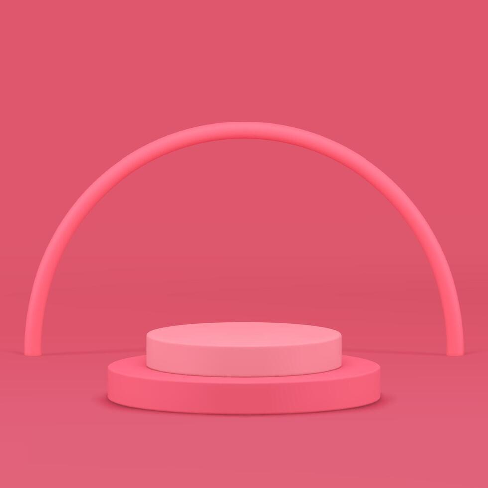3d pink geometric podium pedestal cylinder stand show display realistic illustration vector