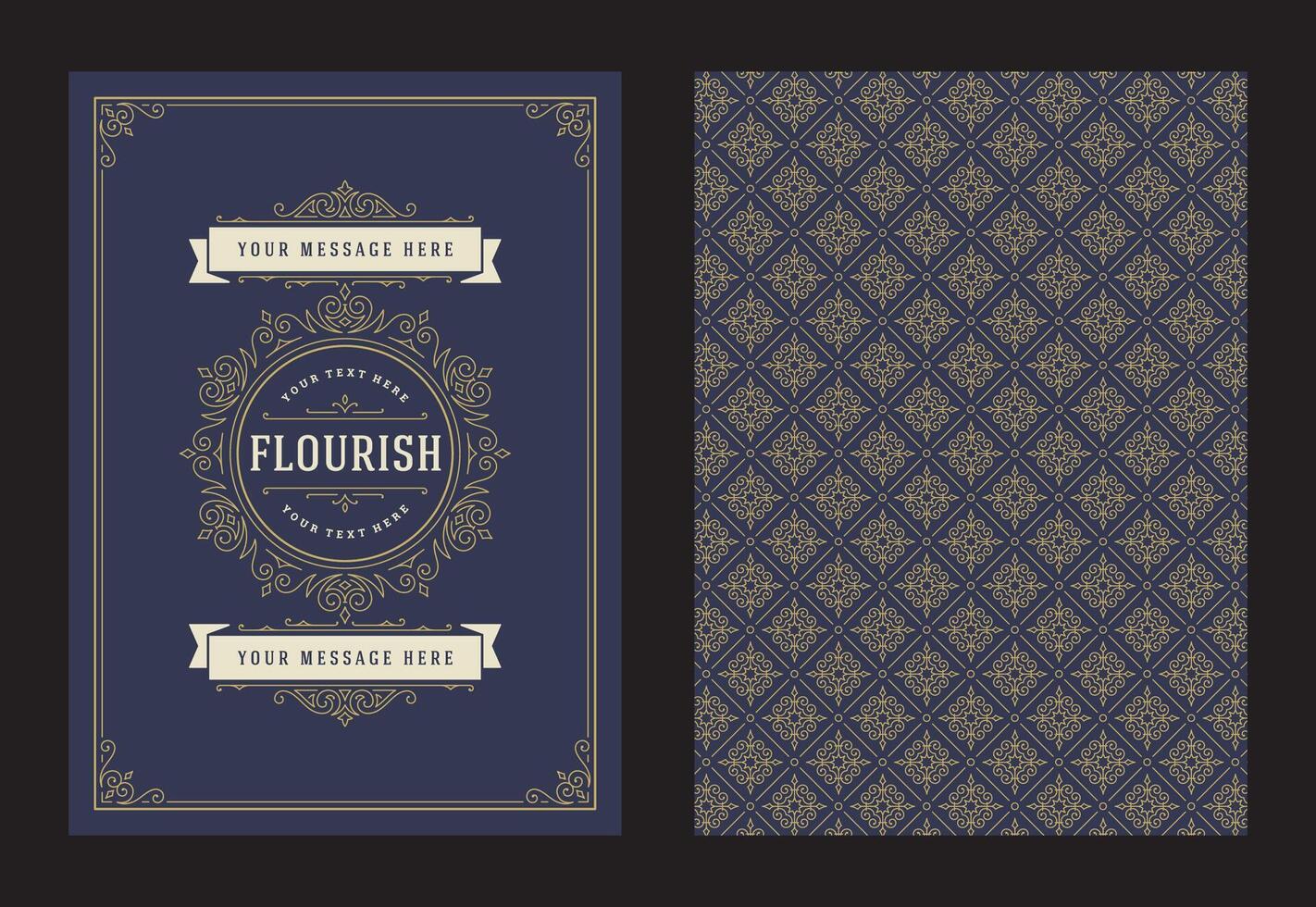 Vintage ornament greeting card calligraphic ornate swirls and vignettes frame design template vector
