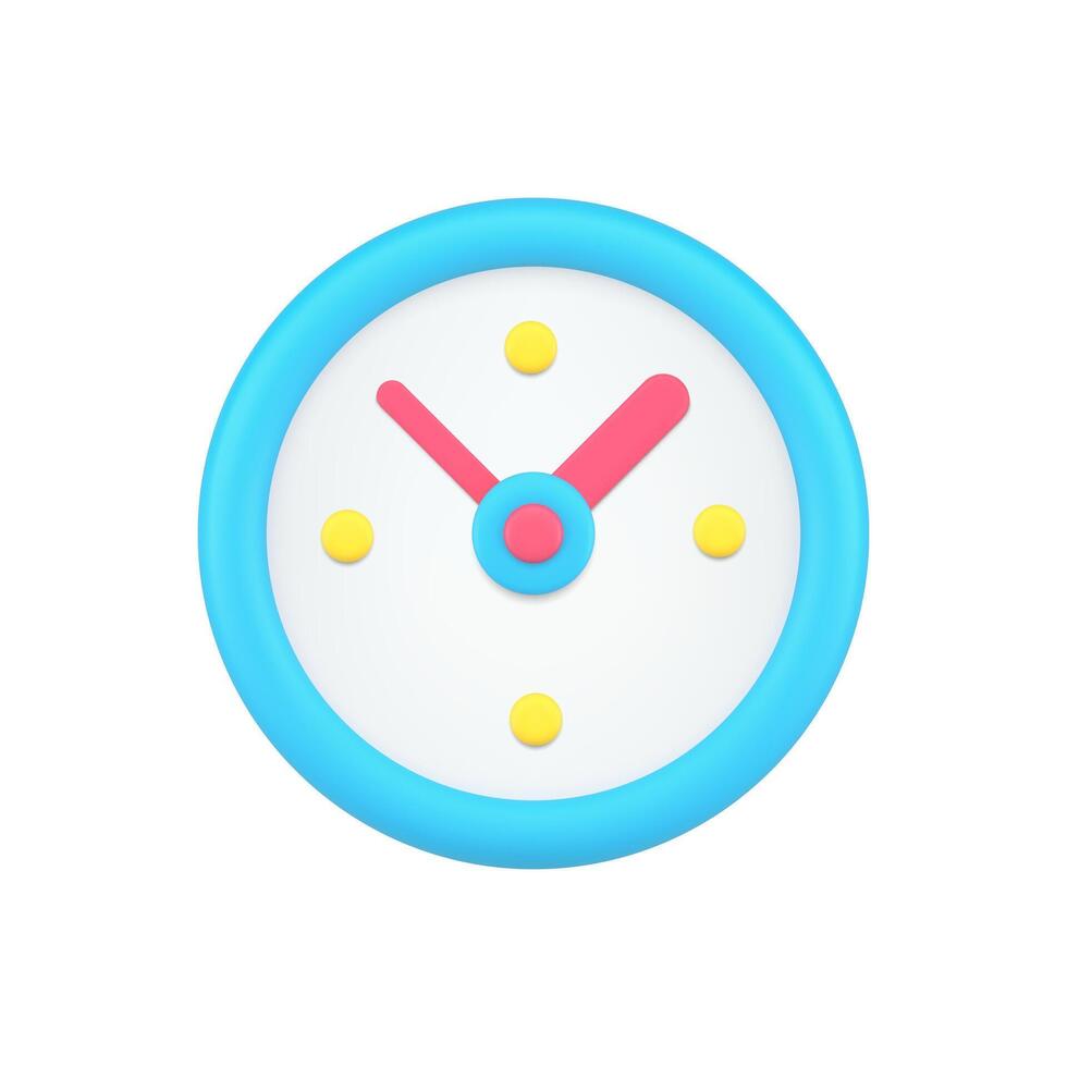 Circled vintage analog watch for wall hanged deadline control blue 3d icon illustration vector