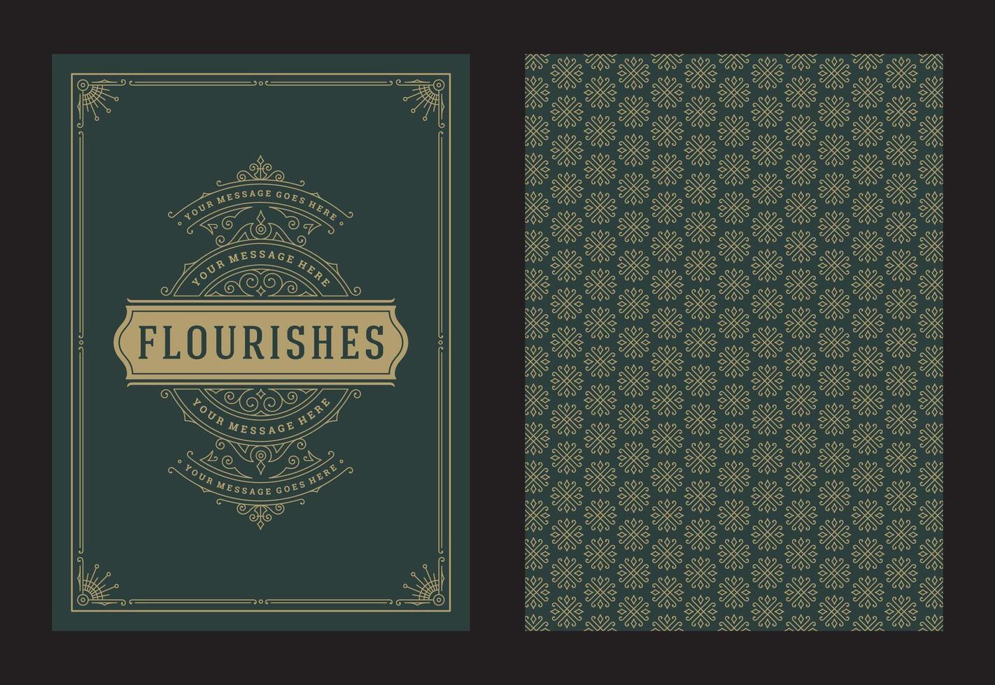 Vintage ornament greeting card calligraphic ornate swirls and vignettes frame design template vector