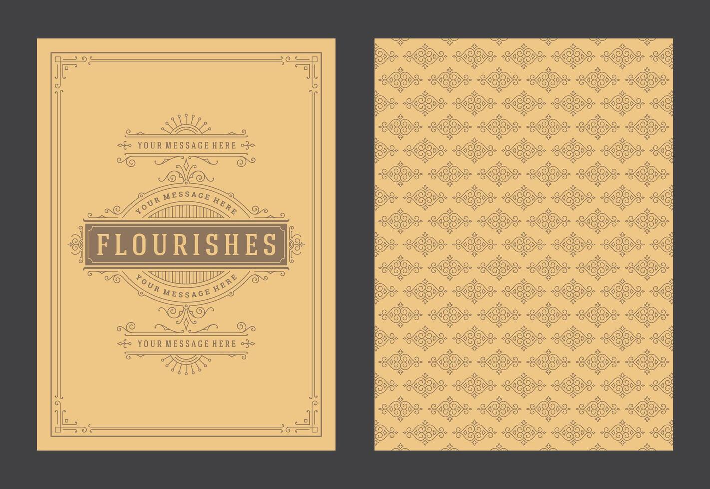 Vintage ornament greeting card calligraphic ornate swirls and vignettes frame design template vector