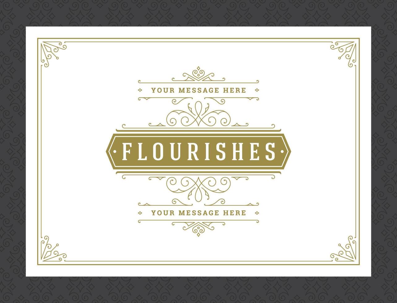 Vintage ornament greeting card calligraphic ornate swirls and vignettes frame design template vector