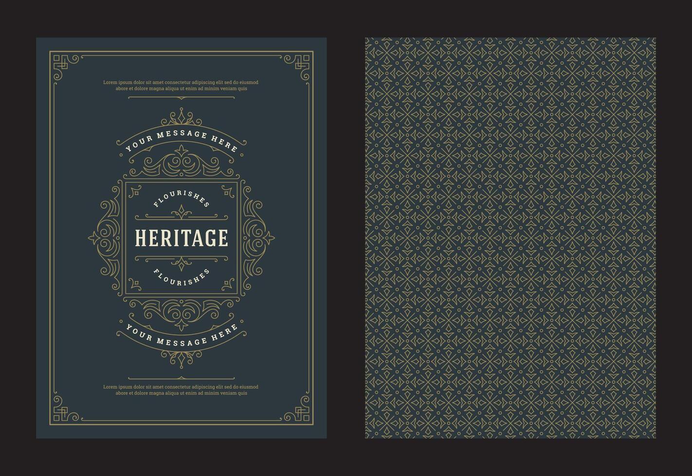 Vintage ornament greeting card calligraphic ornate swirls and vignettes frame design template vector