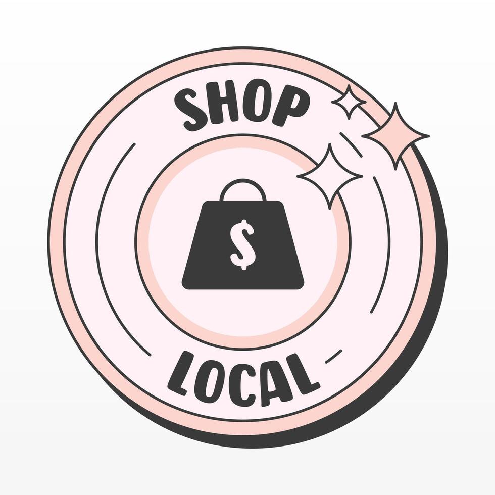 Shop local label banner design vector