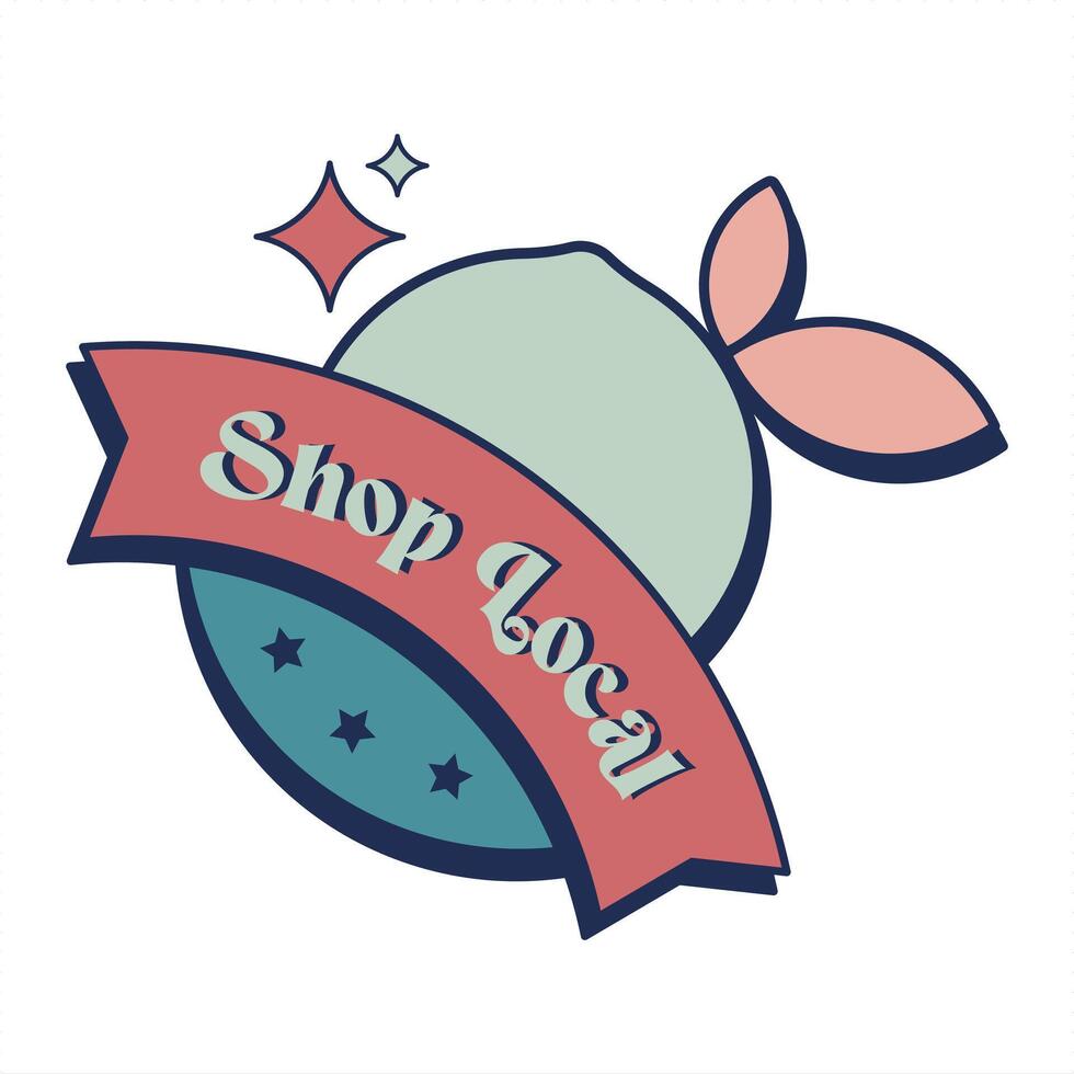 Shop local label banner design vector