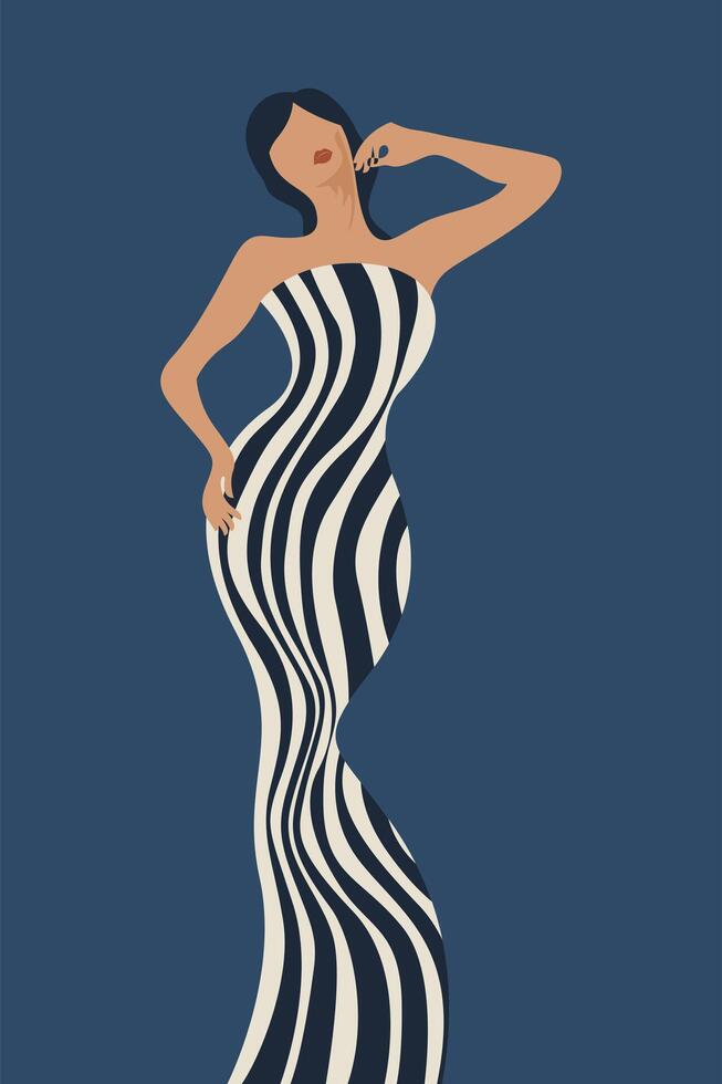 Contemporary Striped Women Art Illustration Background vector