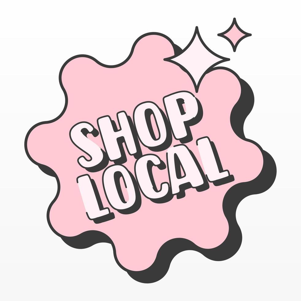 Shop local label banner design vector