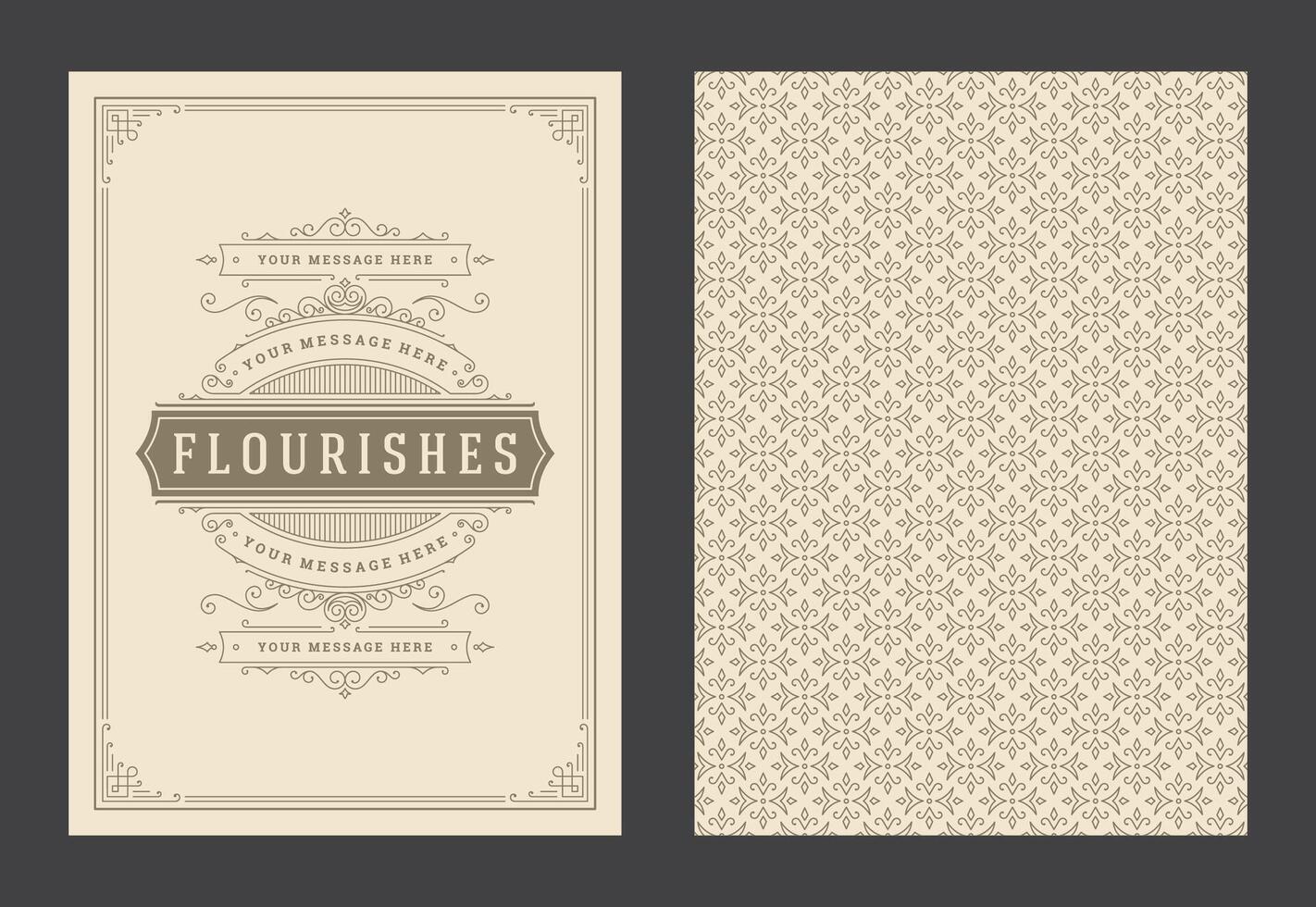 Vintage ornament greeting card calligraphic ornate swirls and vignettes frame design template vector