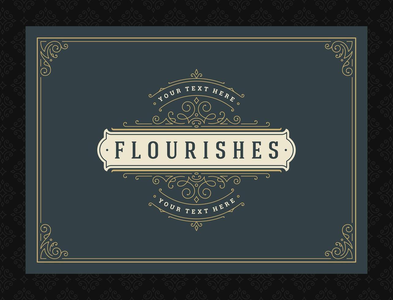 Vintage ornament greeting card calligraphic ornate swirls and vignettes frame design template vector