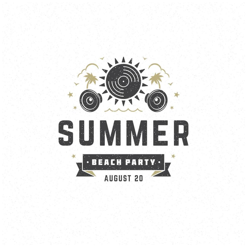 Summer beach party label or badge typography slogan design vector