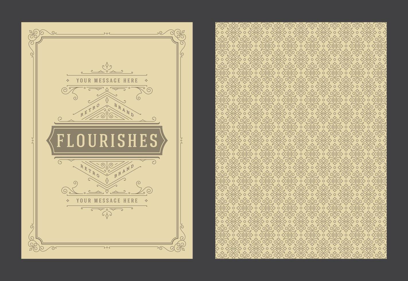 Vintage ornament greeting card calligraphic ornate swirls and vignettes frame design template vector