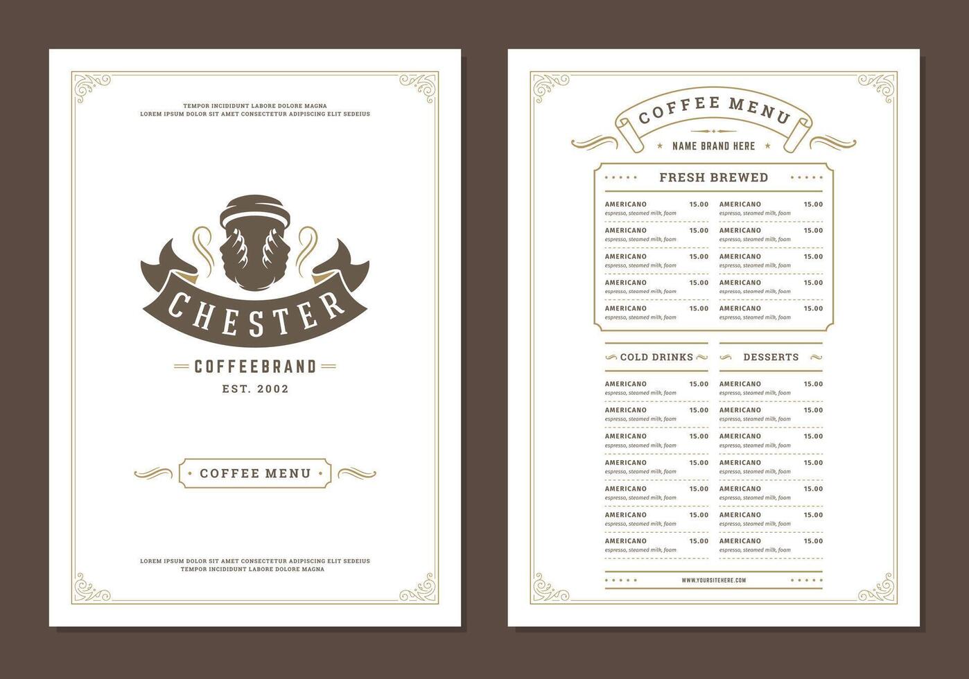 Coffee menu design brochure template Illustration vector