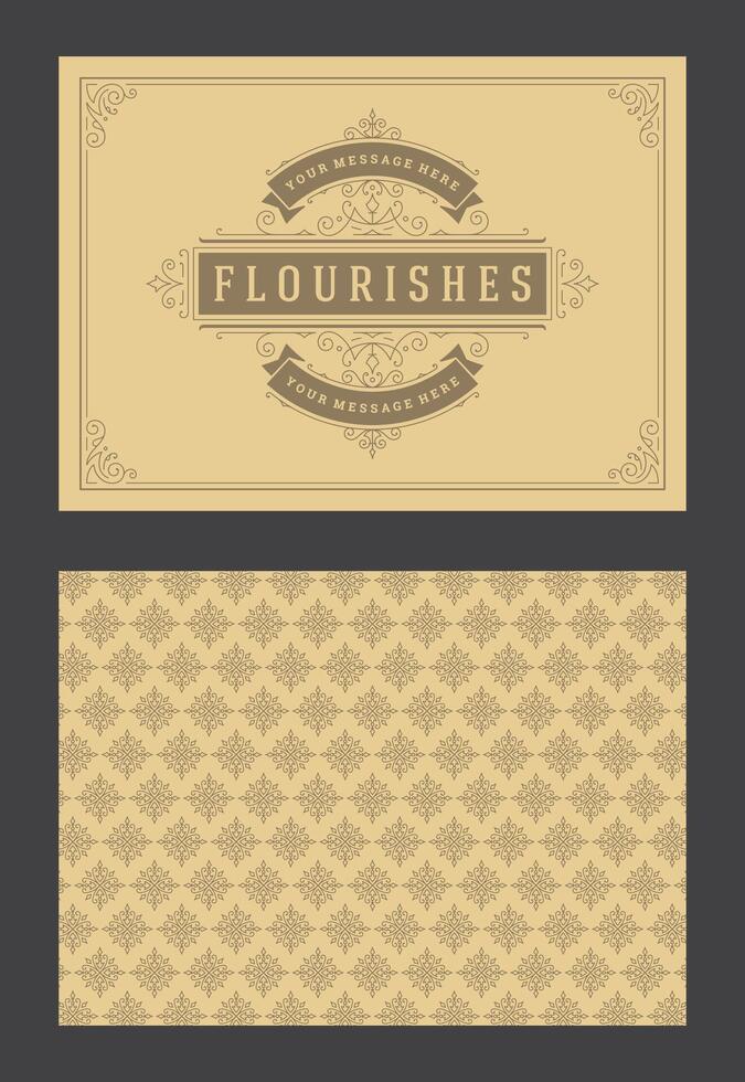 Vintage ornament greeting card calligraphic ornate swirls and vignettes frame design template vector
