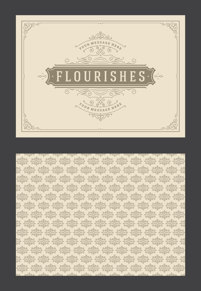Vintage ornament greeting card calligraphic ornate swirls and vignettes frame design template vector