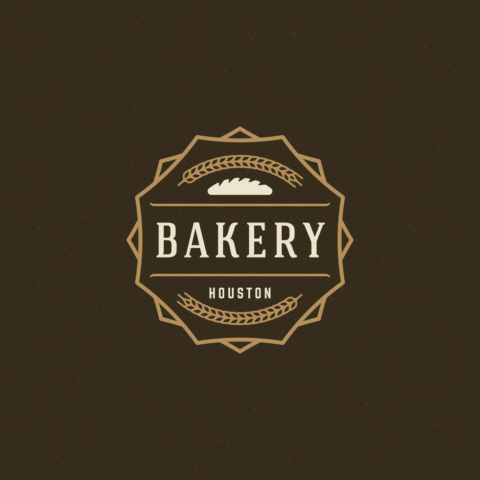 Bakery logo or badge vintage illustration loaf silhouette for bakery shop vector