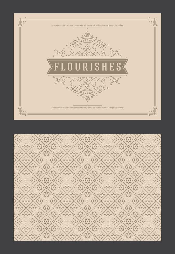 Vintage ornament greeting card calligraphic ornate swirls and vignettes frame design template vector