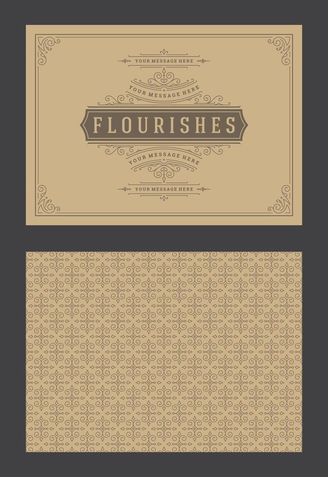 Vintage ornament greeting card calligraphic ornate swirls and vignettes frame design template vector
