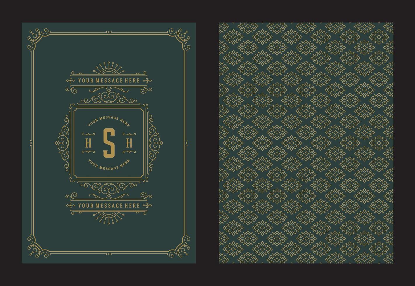 Vintage ornament greeting card calligraphic ornate swirls and vignettes frame design template vector