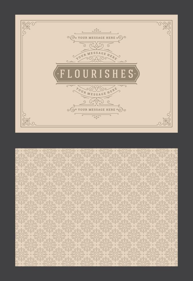 Vintage ornament greeting card calligraphic ornate swirls and vignettes frame design template vector
