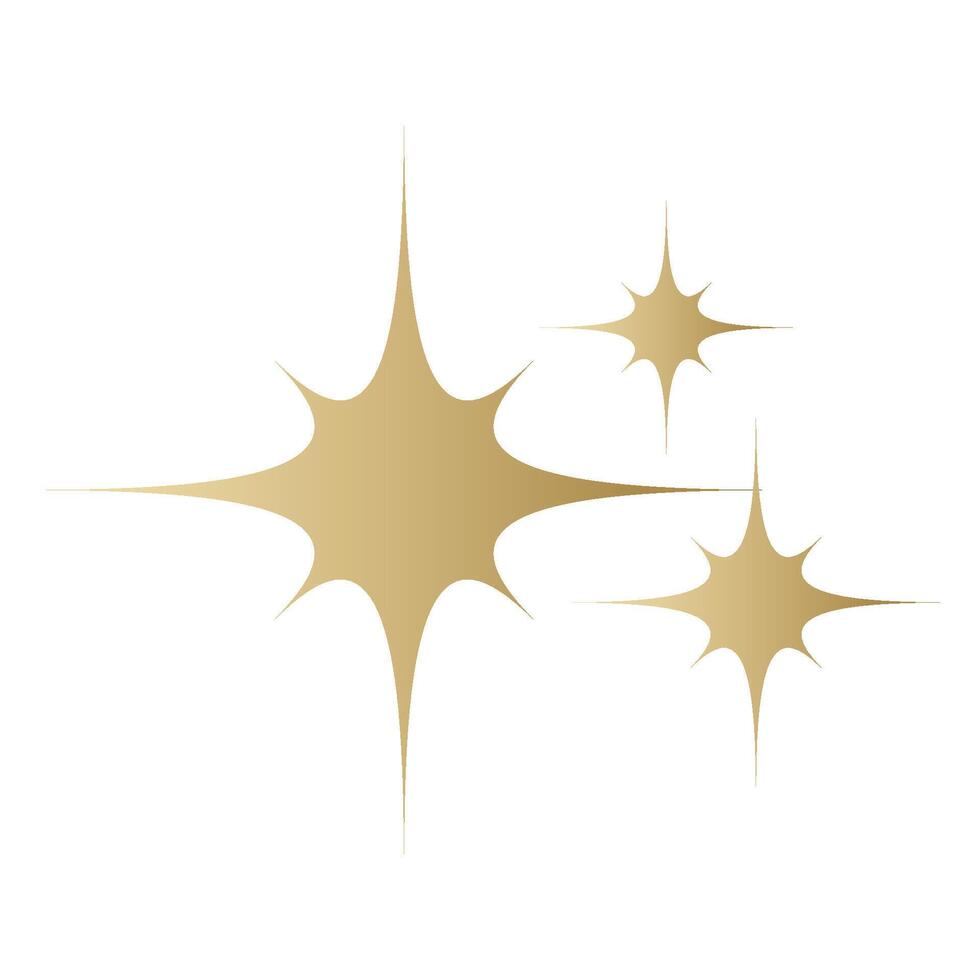 Gold Star sparkle icon. Futuristic shapes. Golden Christmas stars icons. Flashes from fireworks vector