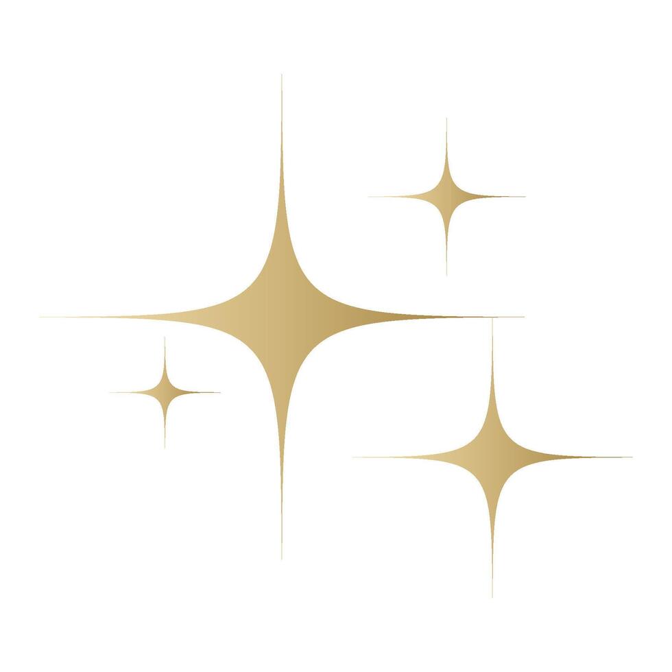 Gold Star sparkle icon. Futuristic shapes. Golden Christmas stars icons. Flashes from fireworks vector