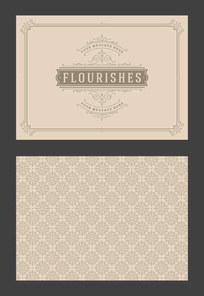 Vintage ornament greeting card calligraphic ornate swirls and vignettes frame design template vector
