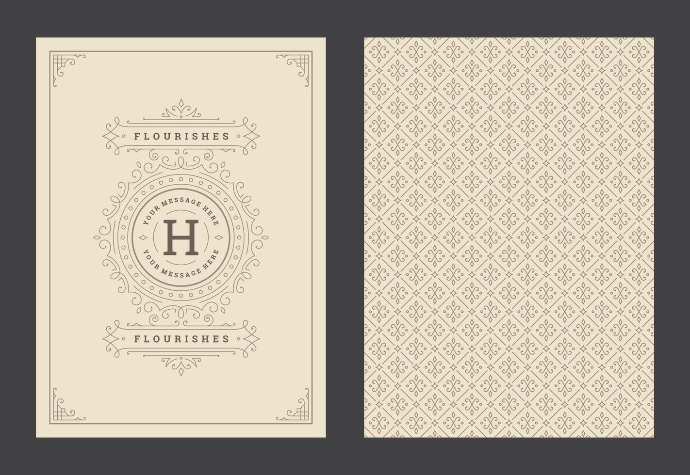Vintage ornament greeting card calligraphic ornate swirls and vignettes frame design template vector