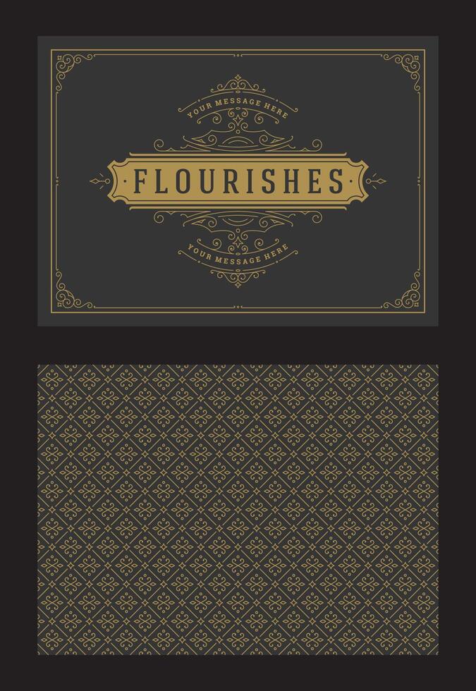 Vintage ornament greeting card calligraphic ornate swirls and vignettes frame design template vector